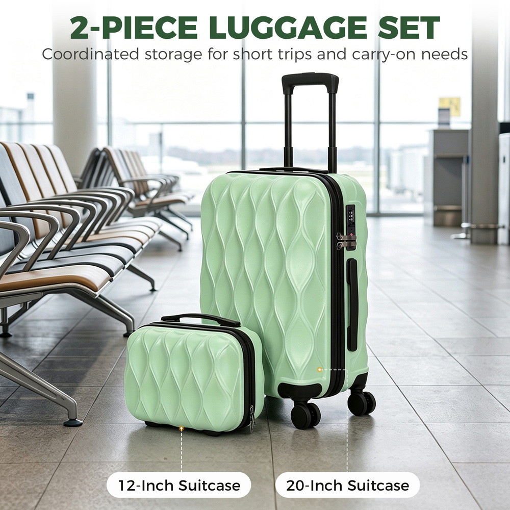 HOMCOM Set of 2 Green Hard Shell Luggage Suitcase with TSA Lock and USB Port Image 4