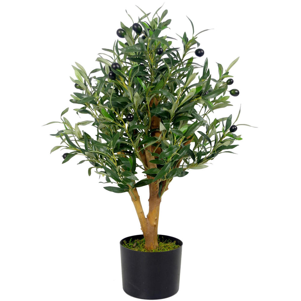 Leaf Artificial Olive Bush Tree Pot 65cm Image 1
