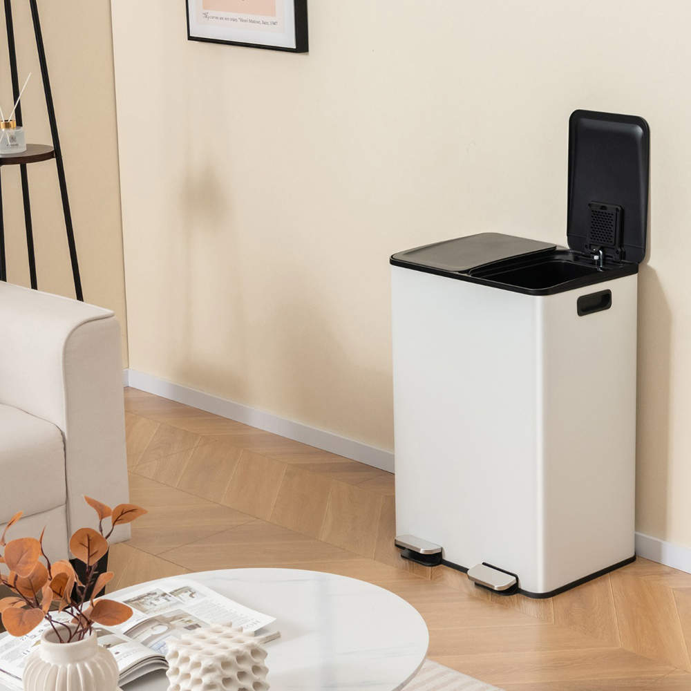 Costway White Soft Close Lid Bin with Deodoriser Compartments Image 2