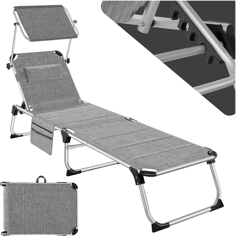 tectake Lorella Mottled Grey Aluminium Frame Foldable Sun Lounger Image 2