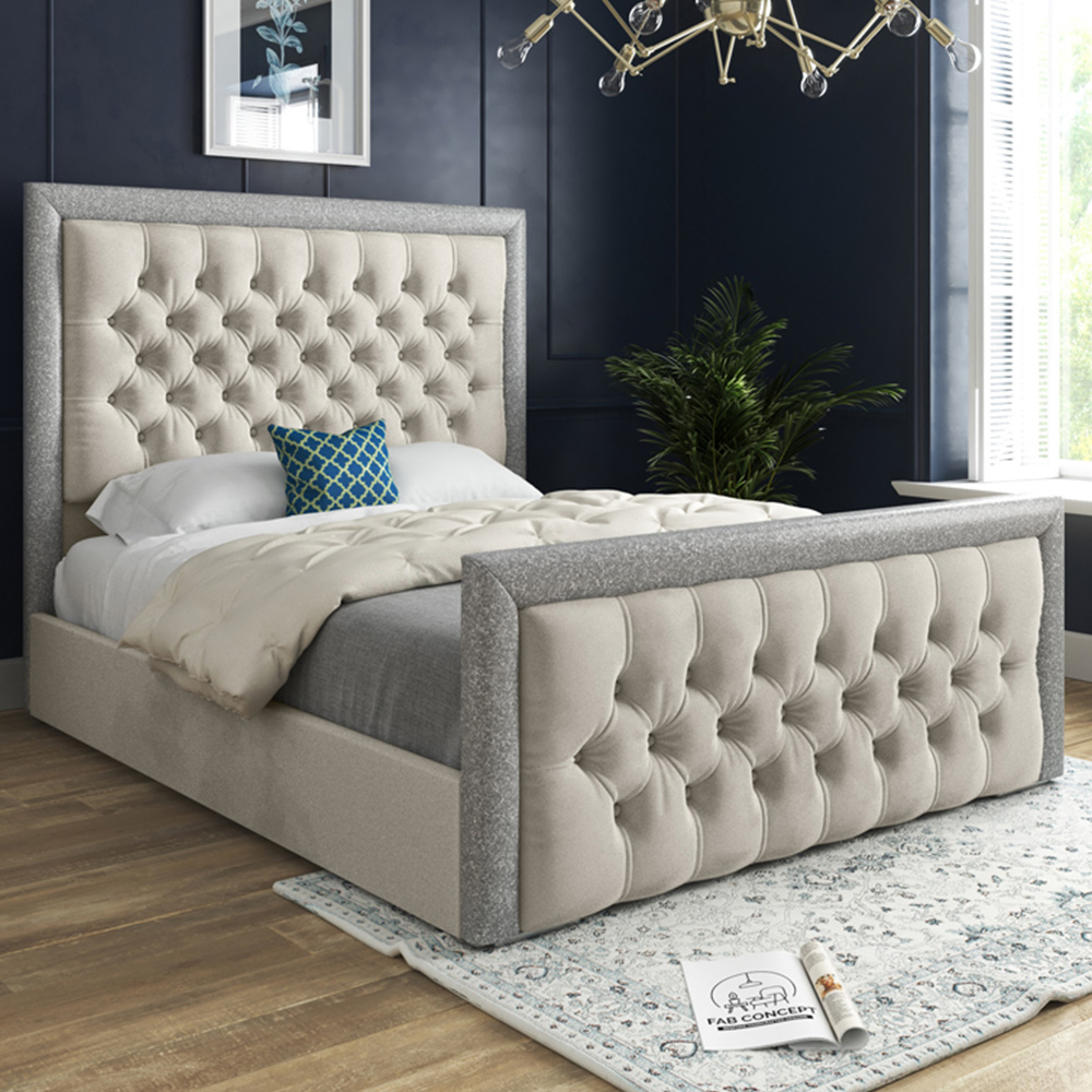 DS Living Cheltenham Double Glitter and Cream Velvet Bed Frame Image 1