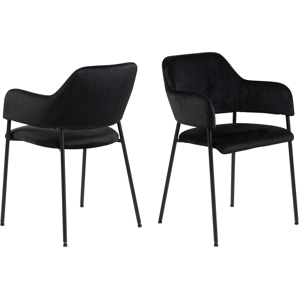 Florence Lima Set of 2 Black Dining Chairs with Armrest Image 2