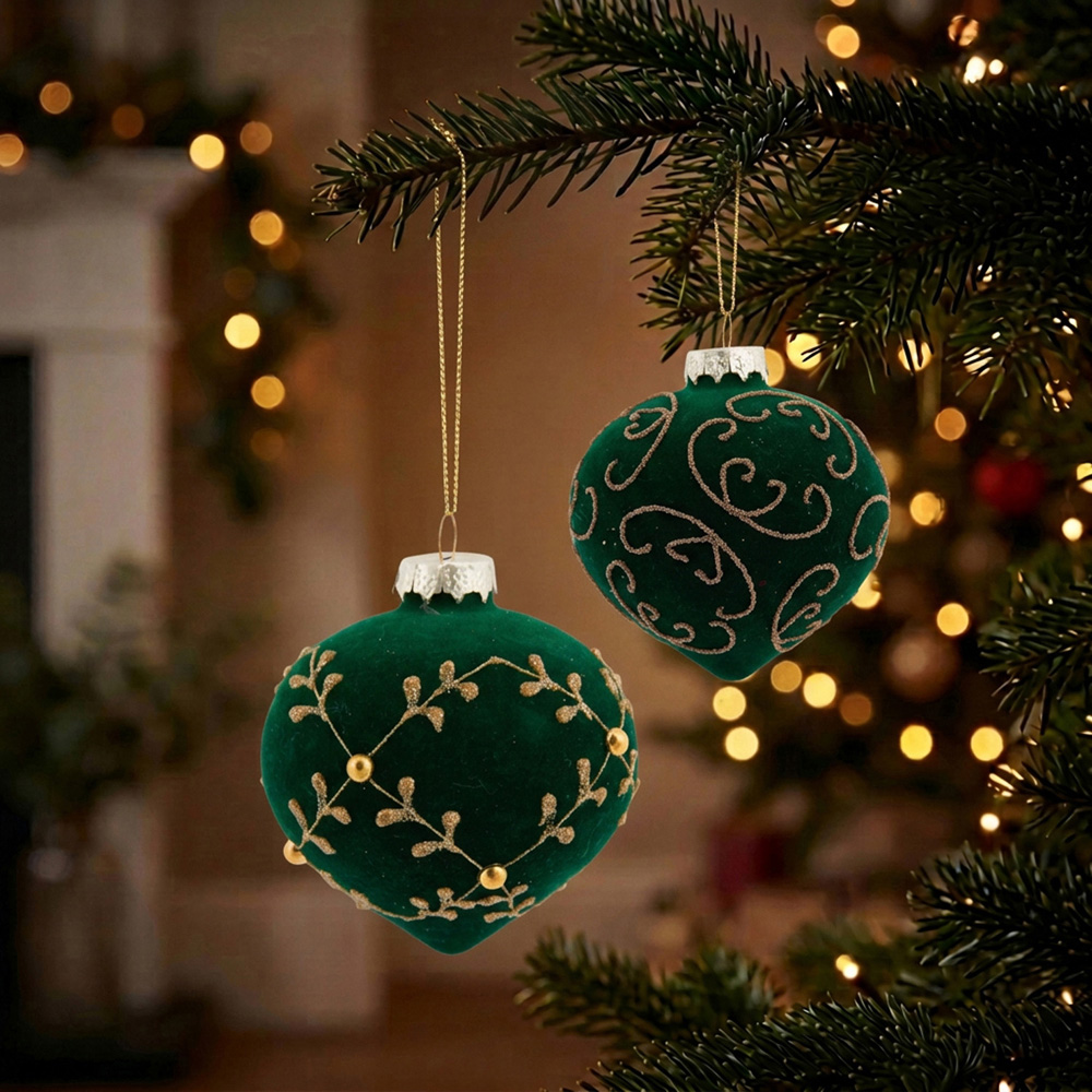 Velvet Decorative Bauble Green - Green Image 2
