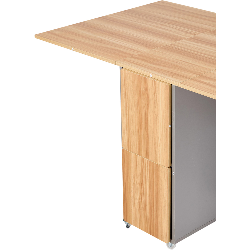 Living and Home 4 Seater Drop-Leaf Dining Table and Stool Set Grey and Natural Wood Grain Image 6