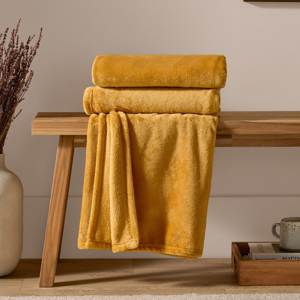 Furn Harrow Ochre Fleece Throw 140 x 180cm Image 5