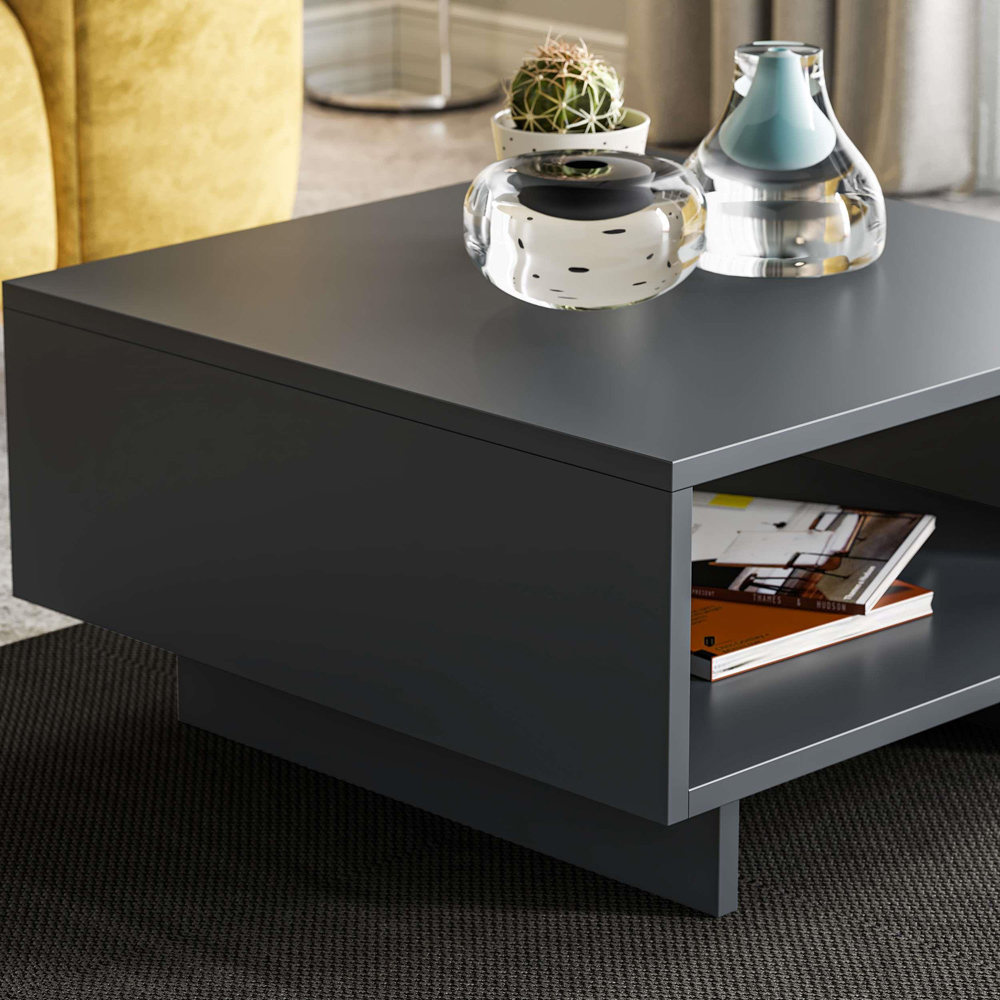 Decortie Hola Single Shelf Anthracite Modern Coffee Table Image 4