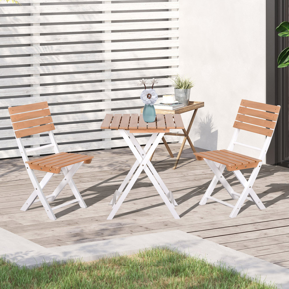 Outsunny 2 Seater Pine Wood Frame Bistro Set Image 1