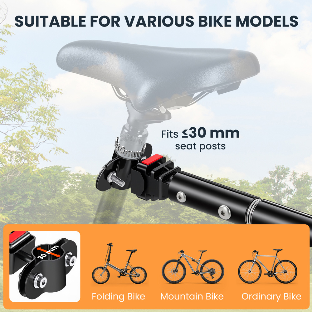 HOMCOM Black Foldable Bicycle Cargo Trailer with Hitch Image 6