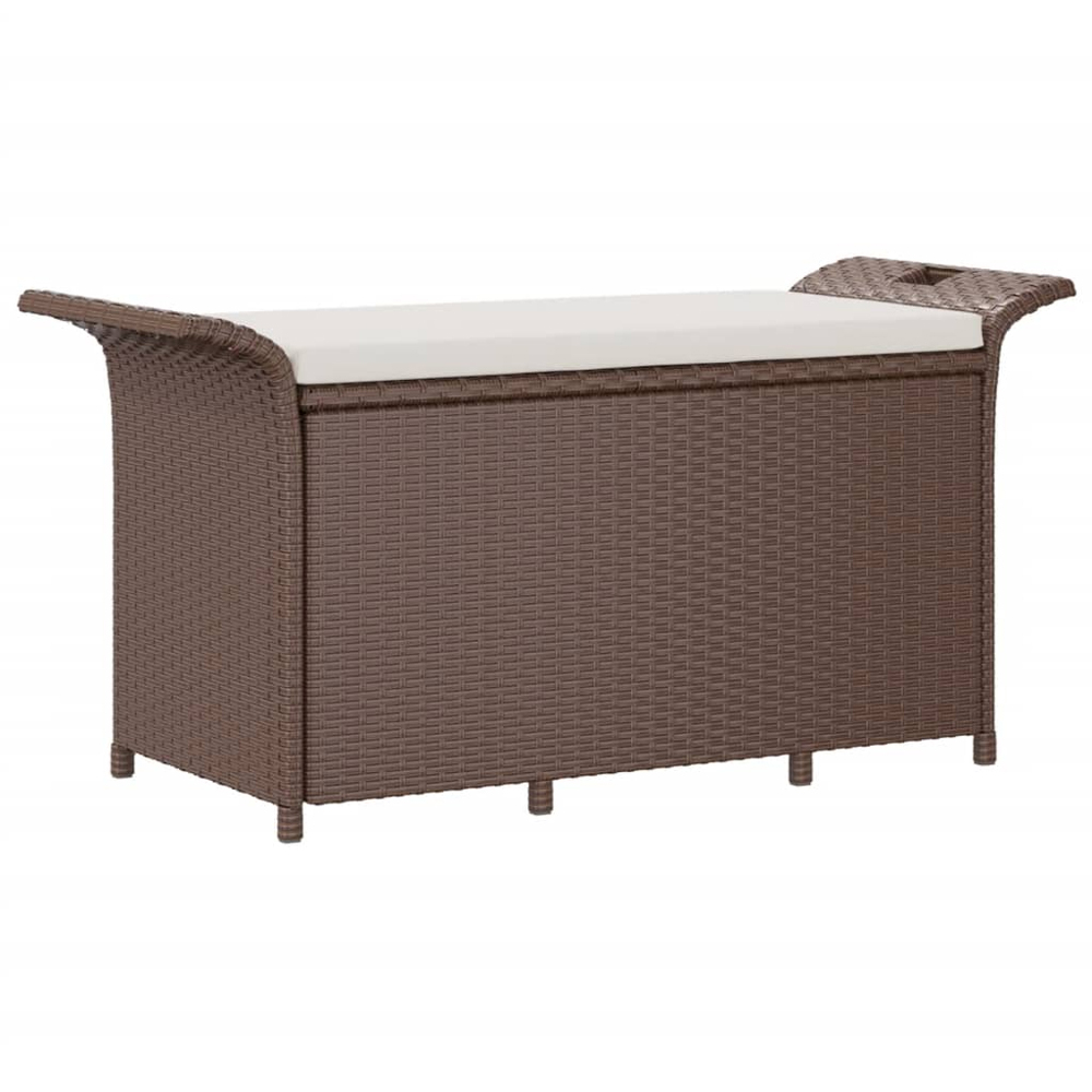 vidaXL 2 Seater Brown Rattan Storage Garden Bench Image 2