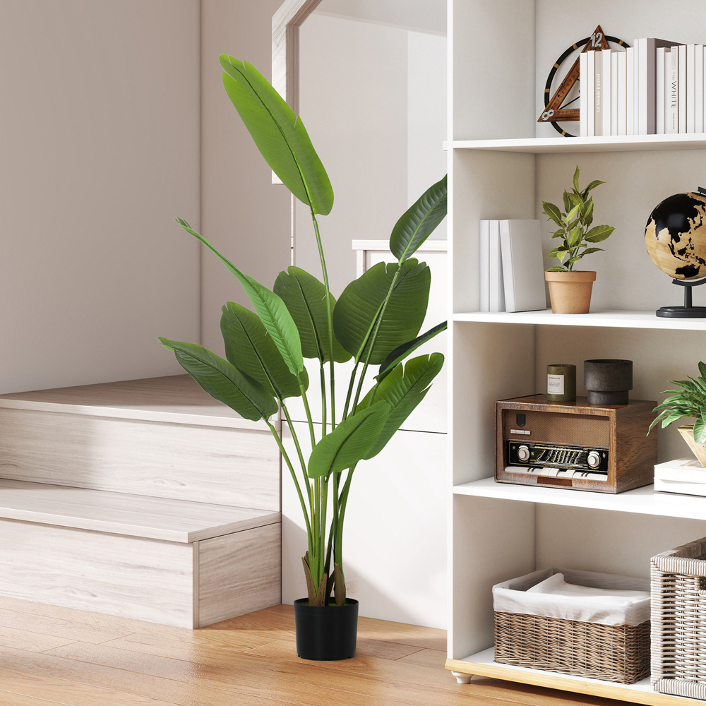 HOMCOM Green Bird of Paradise Artificial Plant Pot with Flocking 160cm Image 2