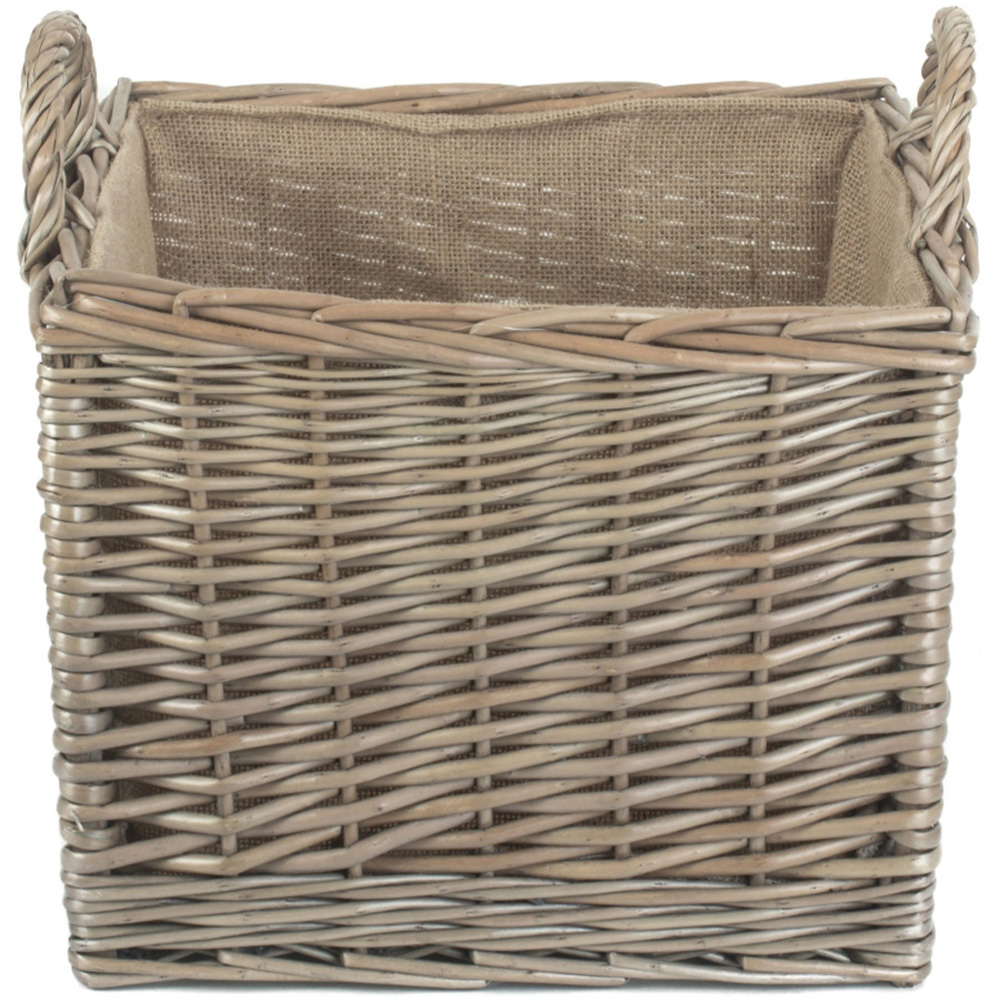 Red Hamper Small Antique Wash Square Hessian Lined Log Basket Wilko