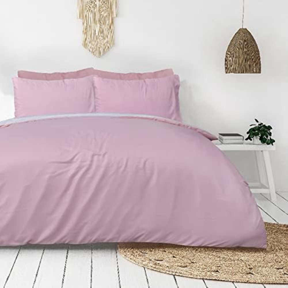Smart Living Super King Size Blush Pink Ribbed Velvet Duvet Cover Set Image 3