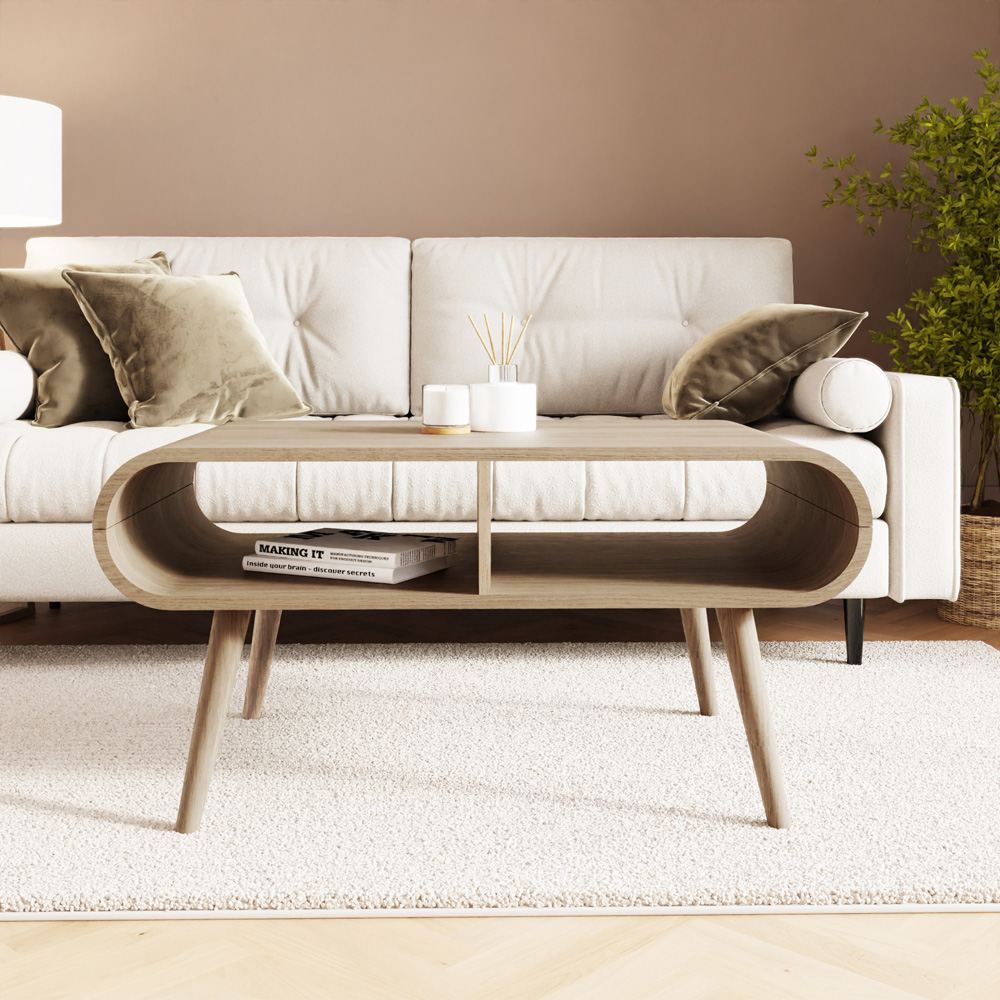 GFW Vionna 2 Shelf Oak Curved Coffee Table Image 7