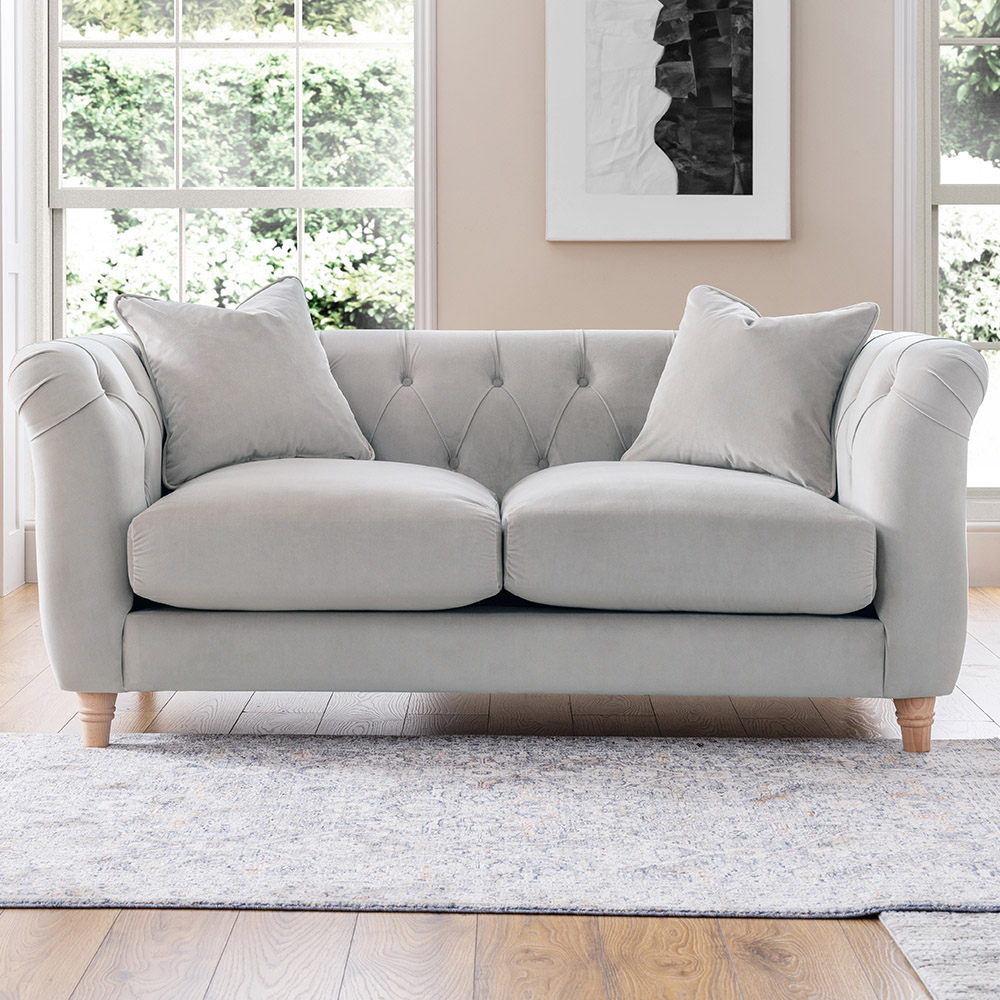 2 Seater Chalk Velvet Sofa Image 1