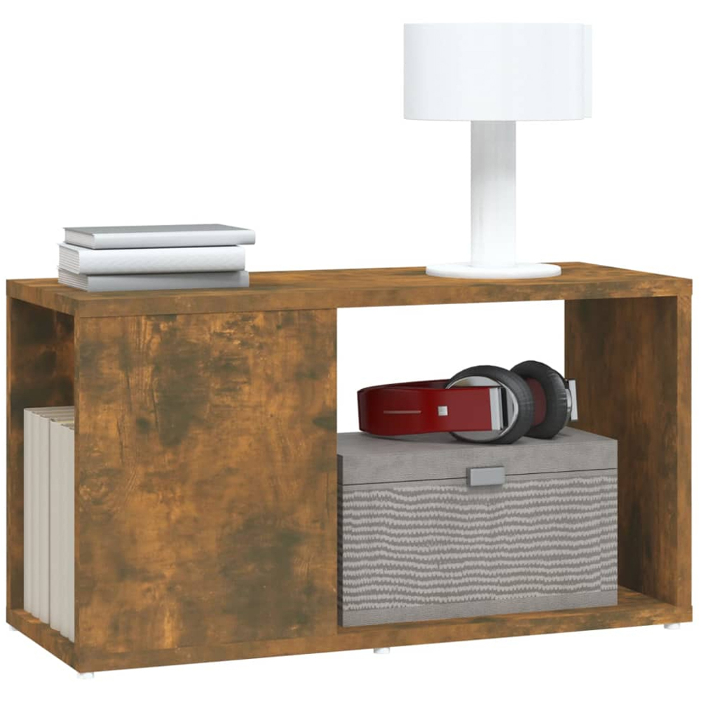 vidaXL Single Shelf Smoked Oak TV Cabinet Image 4