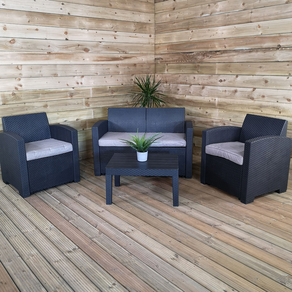 Samuel Alexander 4 Seater Black Rattan Garden Sofa Set Image 1