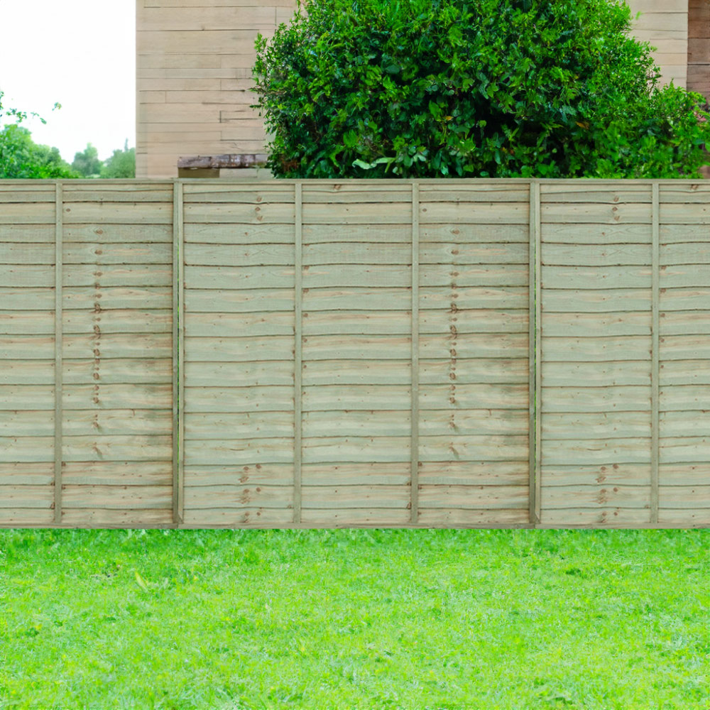 Shire Grange Superior Lap 5.4 x 6ft Pressure Treated Green Vertical Fence Panel Image 1