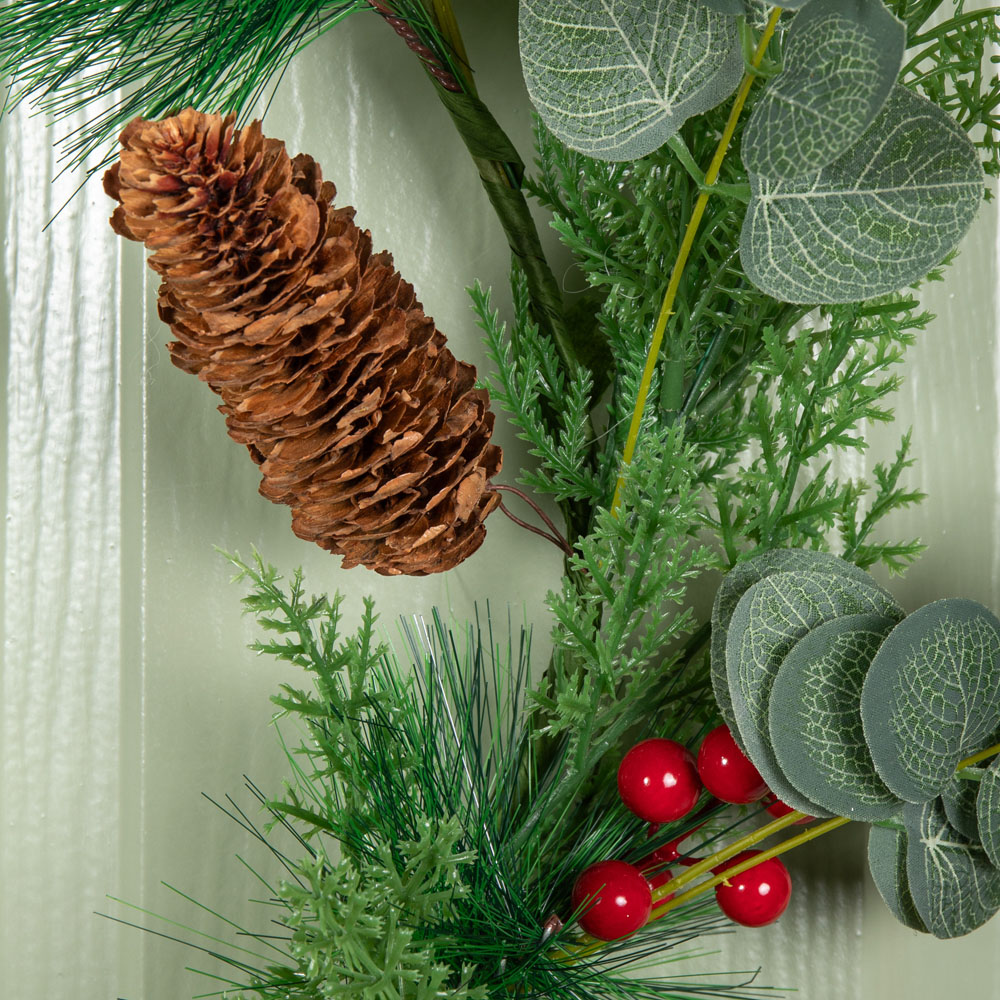 Samuel Alexander Eucalyptus Wreath with Red Berries and Pinecones 50cm Image 5