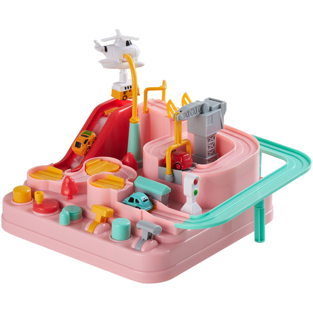 Tommy Toys Kids Pink Car Race Track Toy with 4 Vehicles Image 1