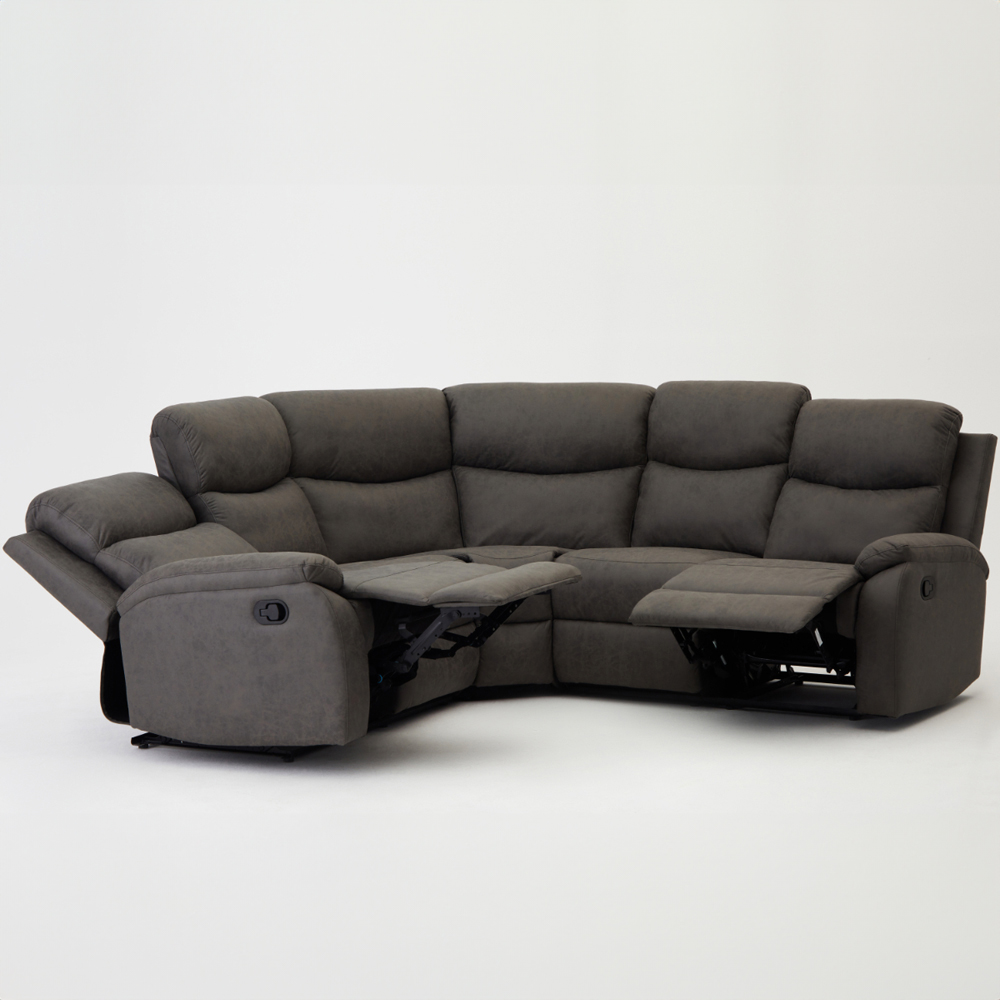 Home Detail Selby 5 Seater Grey Air Leather Manual Recliner Sofa Image 5