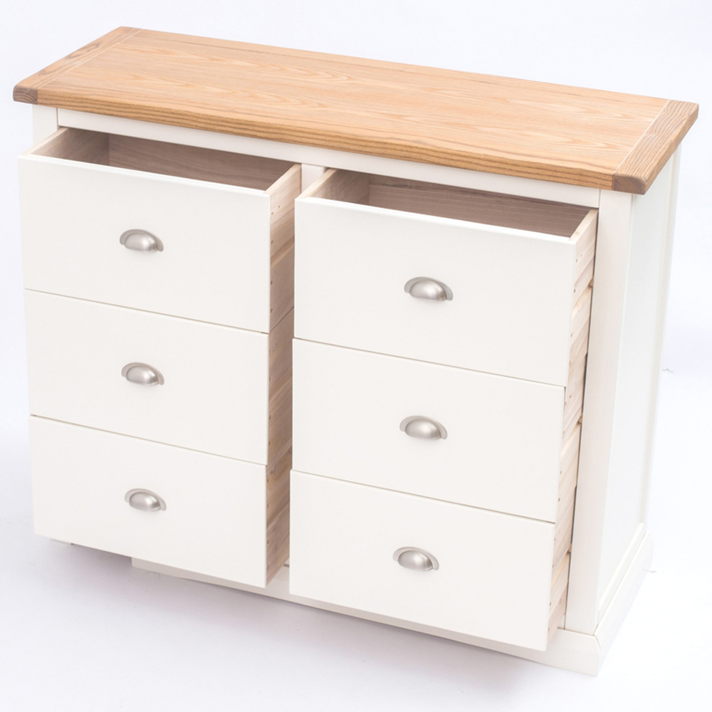 Cabinet Bits Cosenza 6 Drawer White Chrome Cup Handle Chest of Drawers Image 5