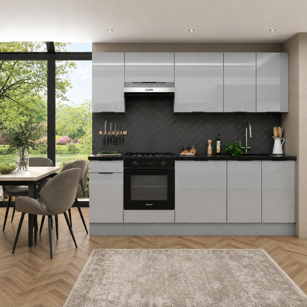 Impact Furniture Star Single Door Light Grey Gloss Freestanding Kitchen Cabinet 600mm Image 2