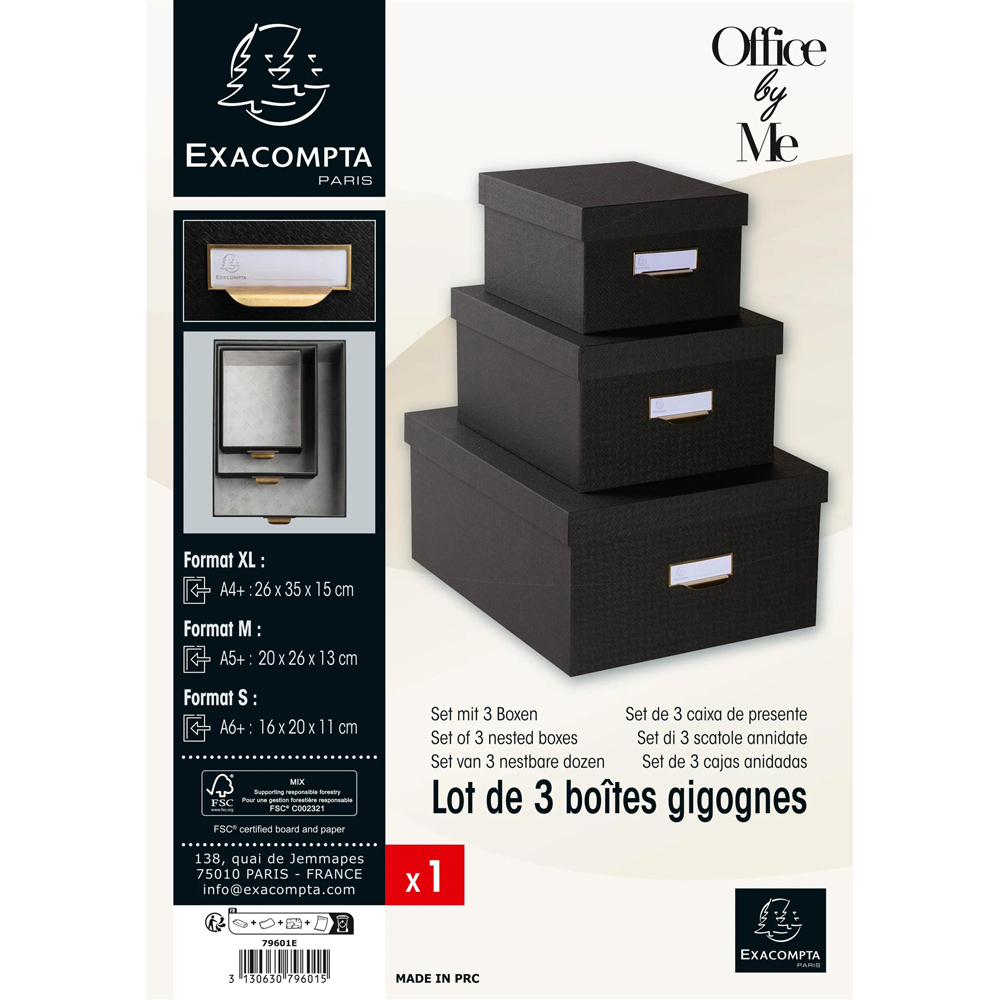 Exacompta OfficeByMe Black Storage Box Set of 3 Image 9