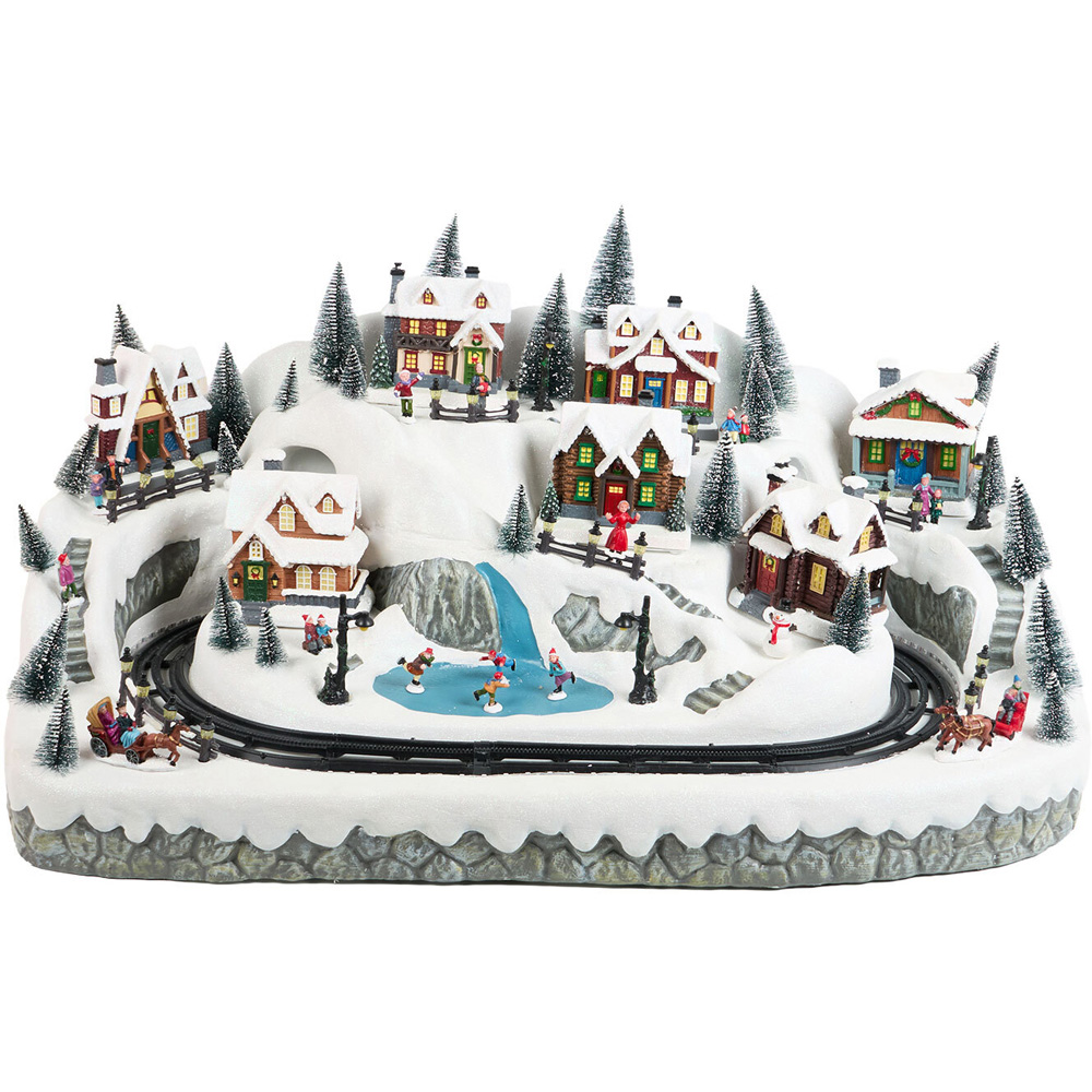 Christmas LED Village with Train Scene Image 1