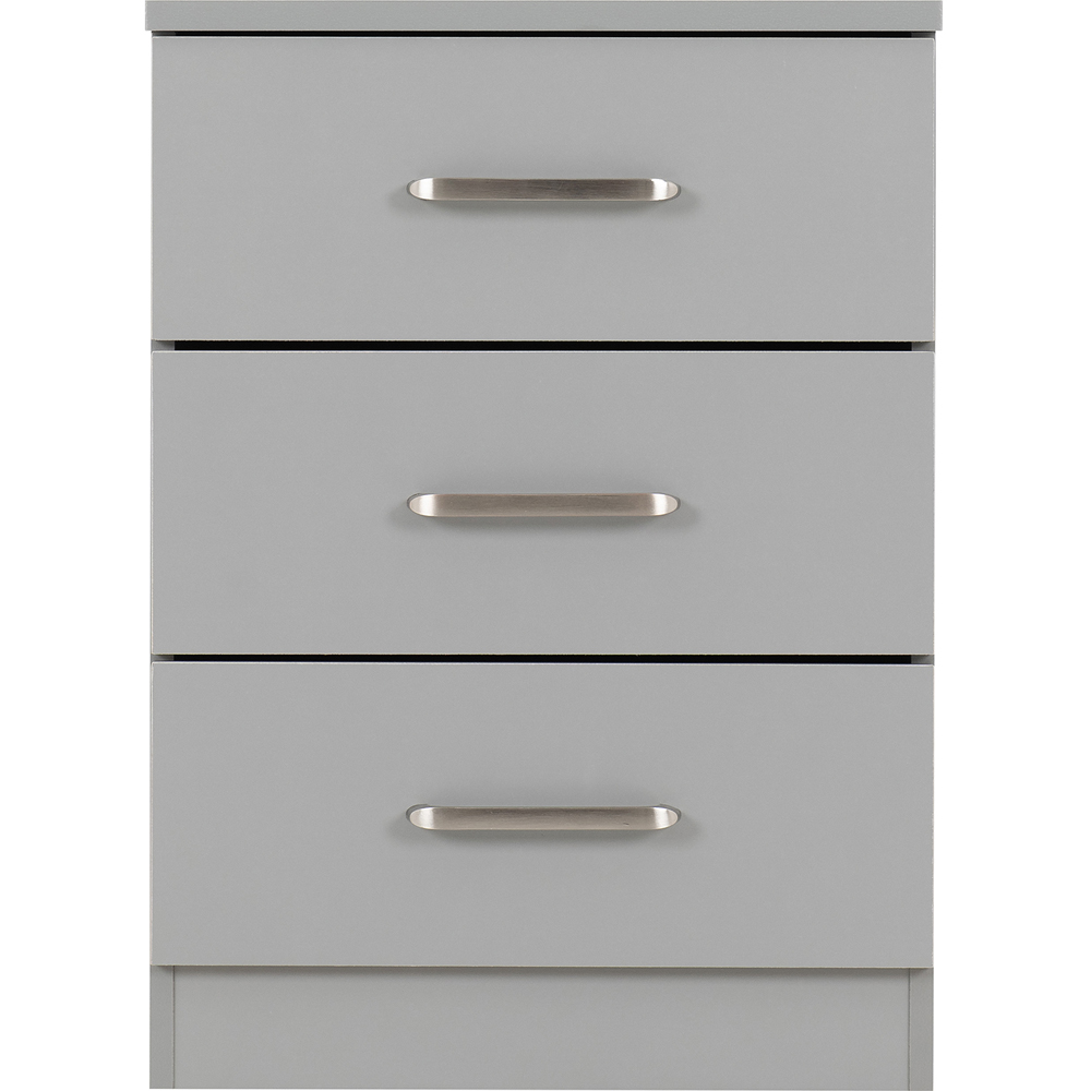 Seconique Dakota 3 Drawer Light Grey Bedside Table Image 3