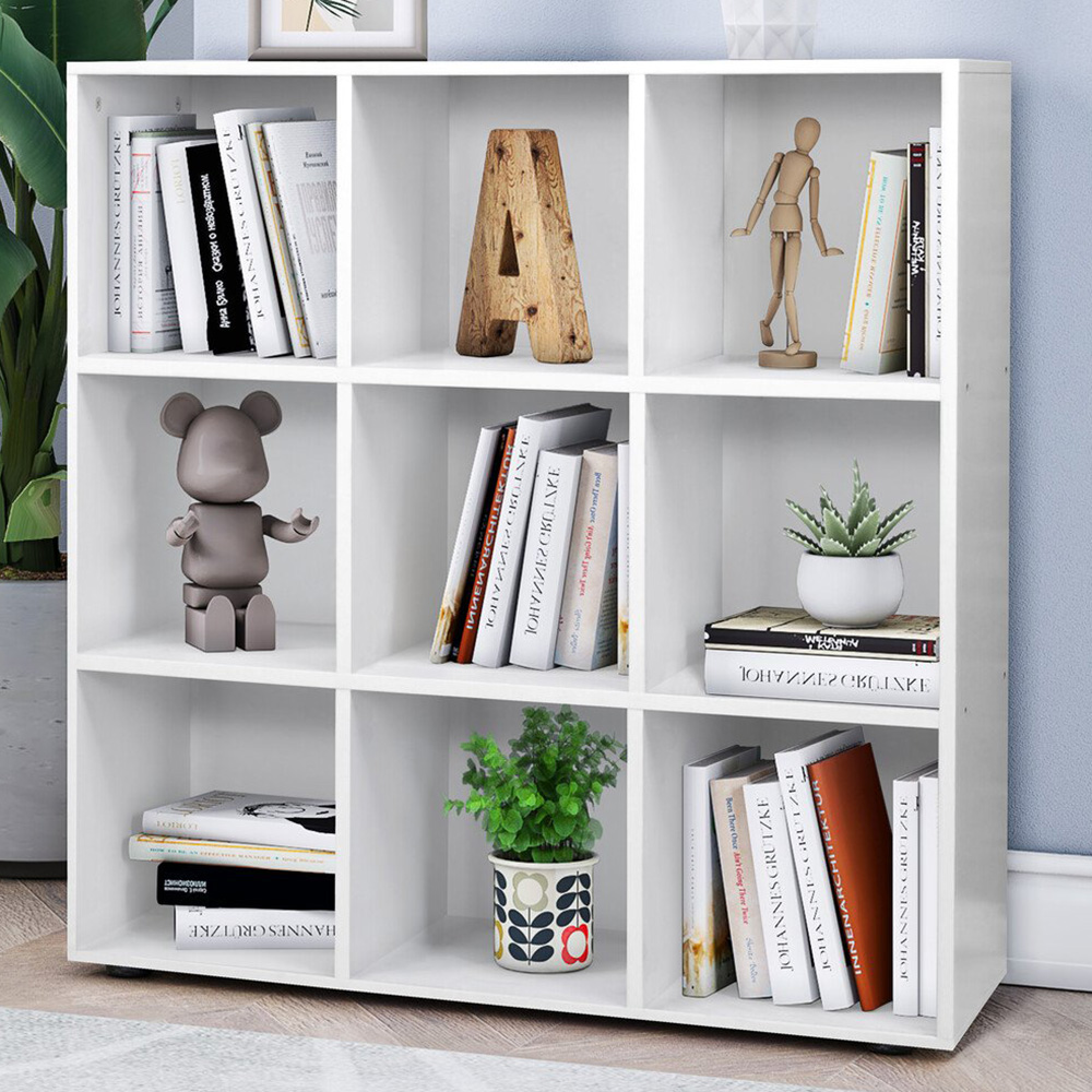 White 9 Compartment Cube Storage Unit Image 1