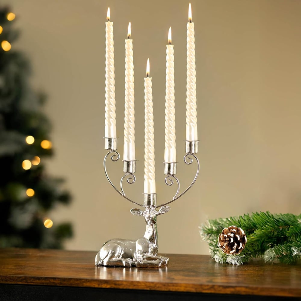 Marco Paul Stag Silver Taper Candle Holder Christmas Decoration Image 3