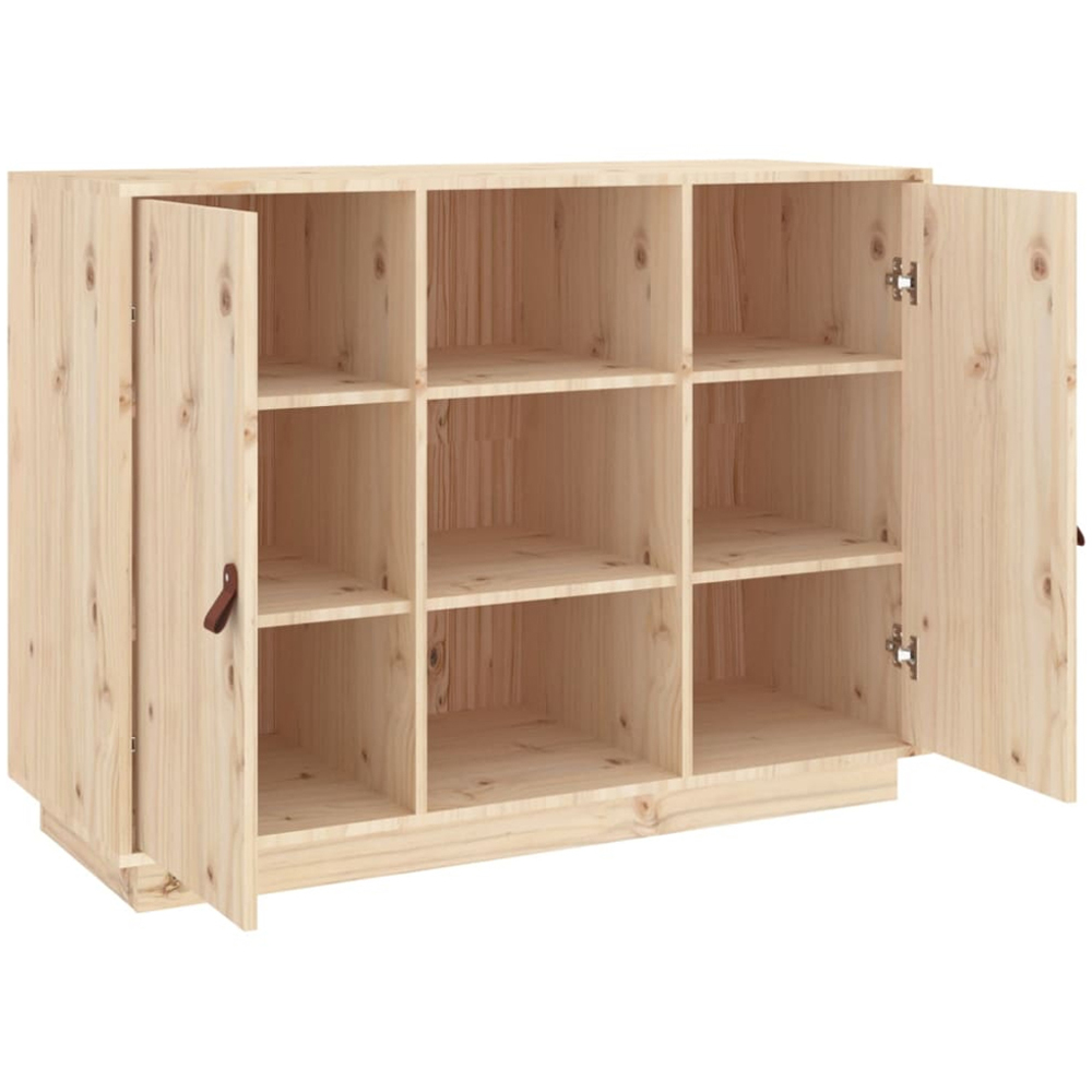 vidaXL 2 Door 3 Shelf Natural Pine Wood Sideboard Image 4