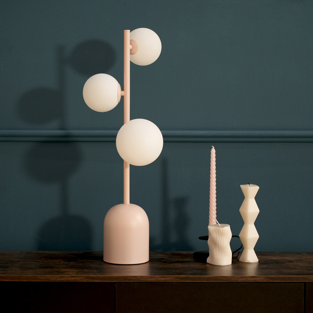 ValueLights Marlow Blush Pink Globe LED Table Lamp Image 3