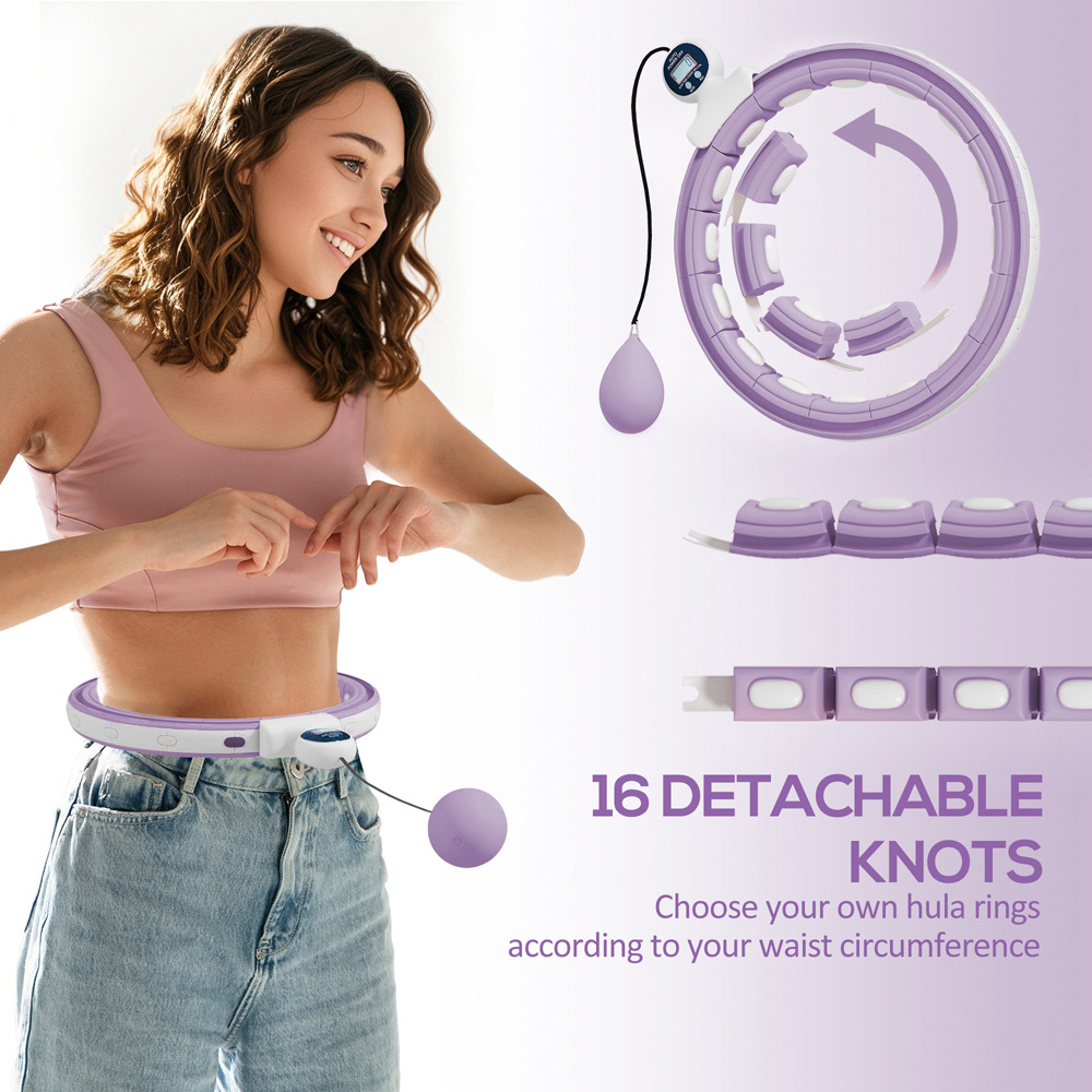 SPORTNOW Purple Smart Weighted Hula Hoop with 16 Detachable Knots Image 9
