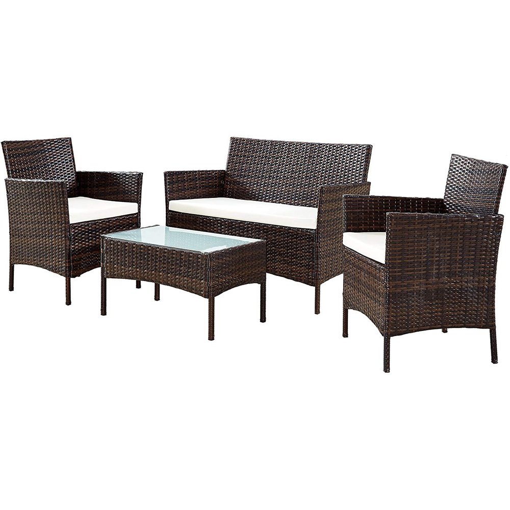 Neo 4 Seater Brown Rattan Outdoor Furniture Garden Sofa Set Image 3