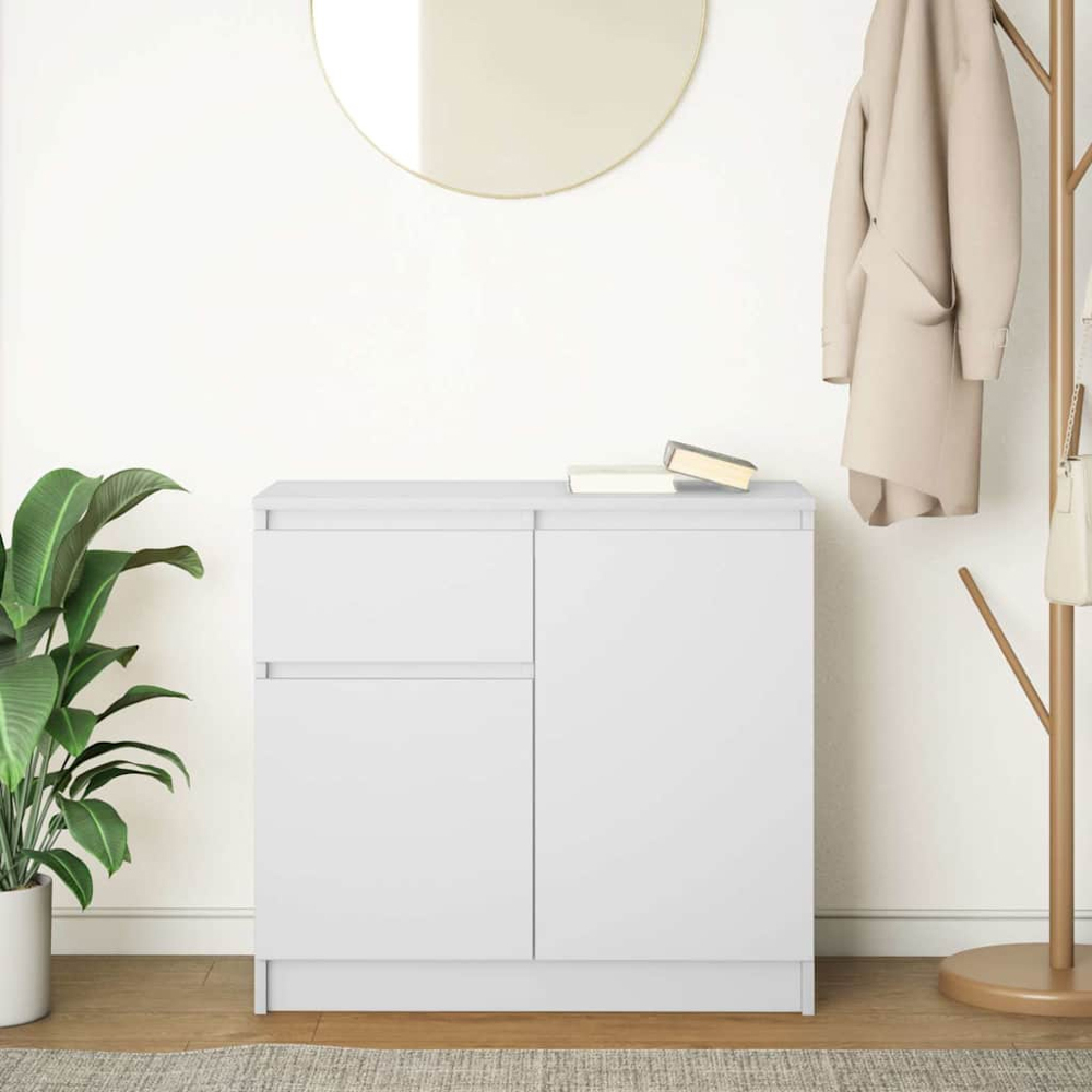 vidaXL 2 Door Single Drawer White Sideboard Image 9