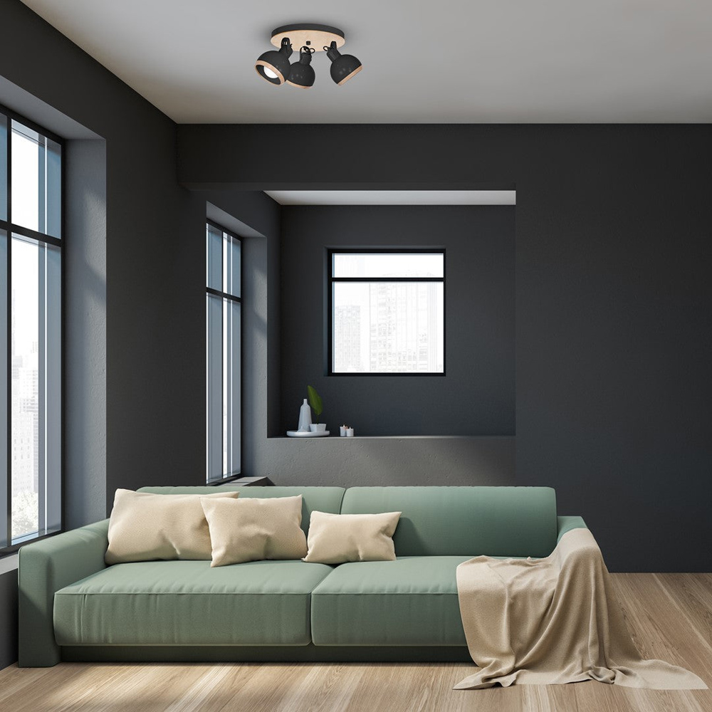 Milagro Oval Black Ceiling Lamp 230V Image 2