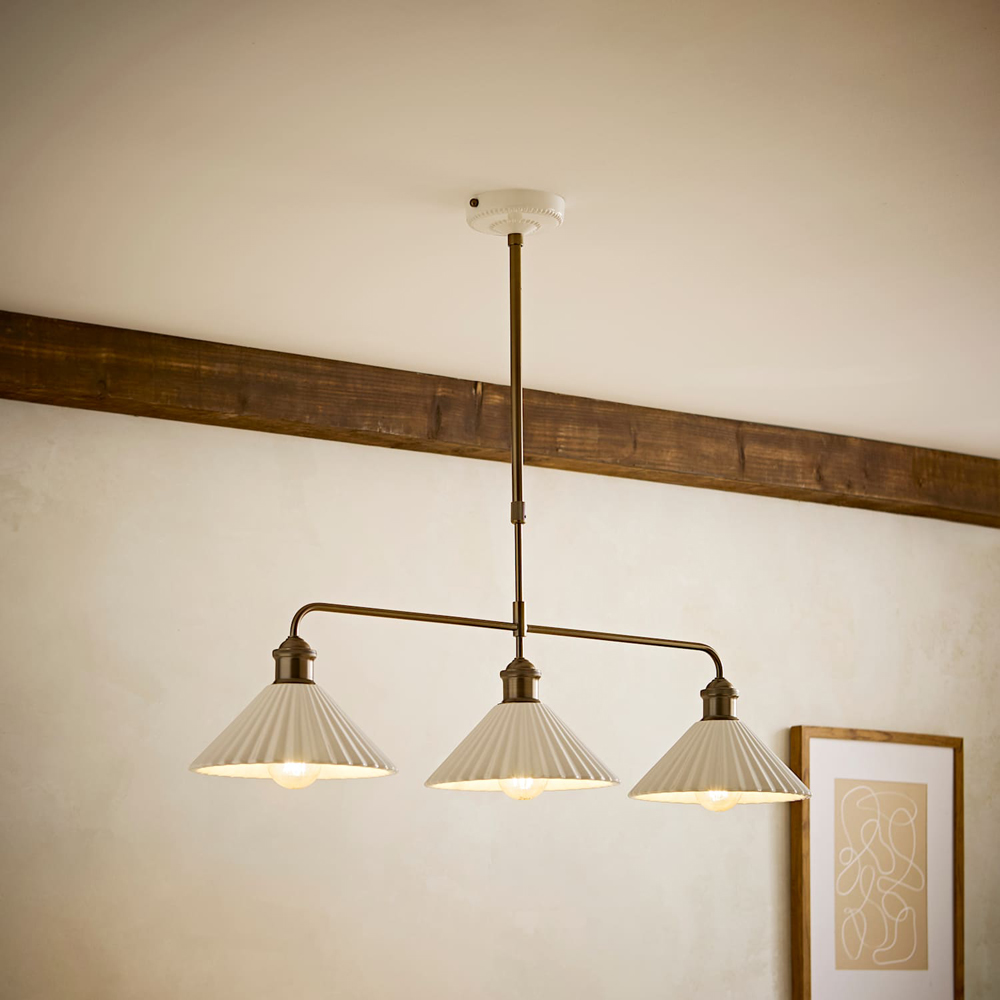 ValueLights Burford White Ceramic Shade 3 Drop Diner Bar LED Ceiling Pendant Light with Bulb Image 6