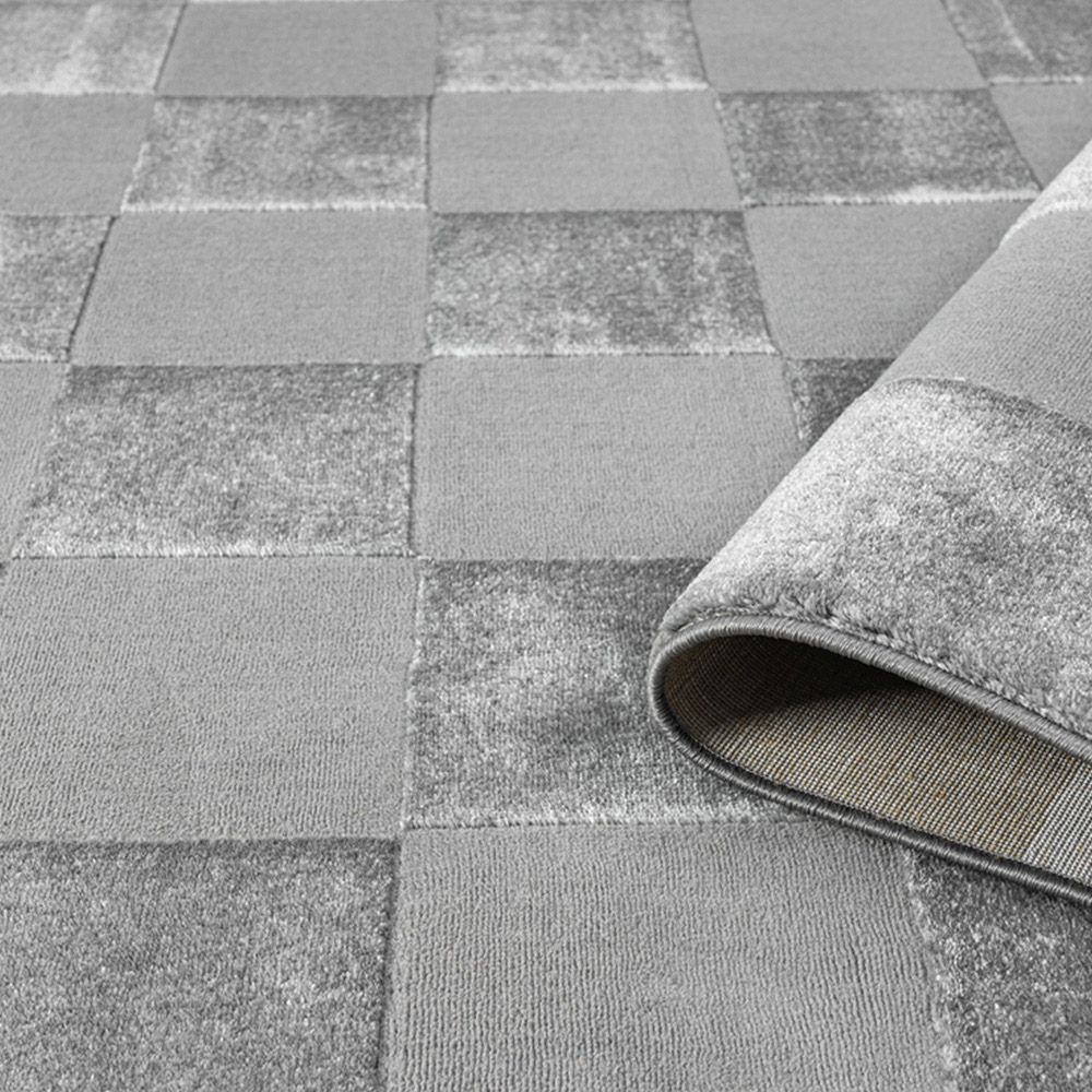 Desire Rugs Vellure Grey Metallic Sheen Grid Design Rug 120 x 170cm Image 4