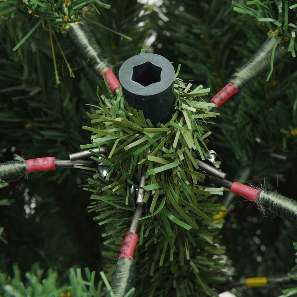vidaXL Pre-Lit Green Artificial Hinged Christmas Tree 6ft Image 6