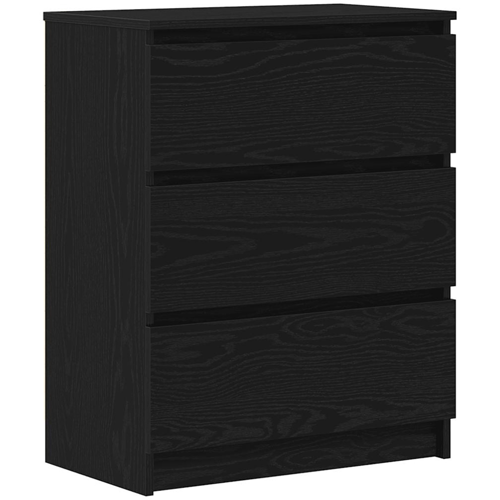 vidaXL 3 Drawer Black Oak Wooden Sideboard Image 2