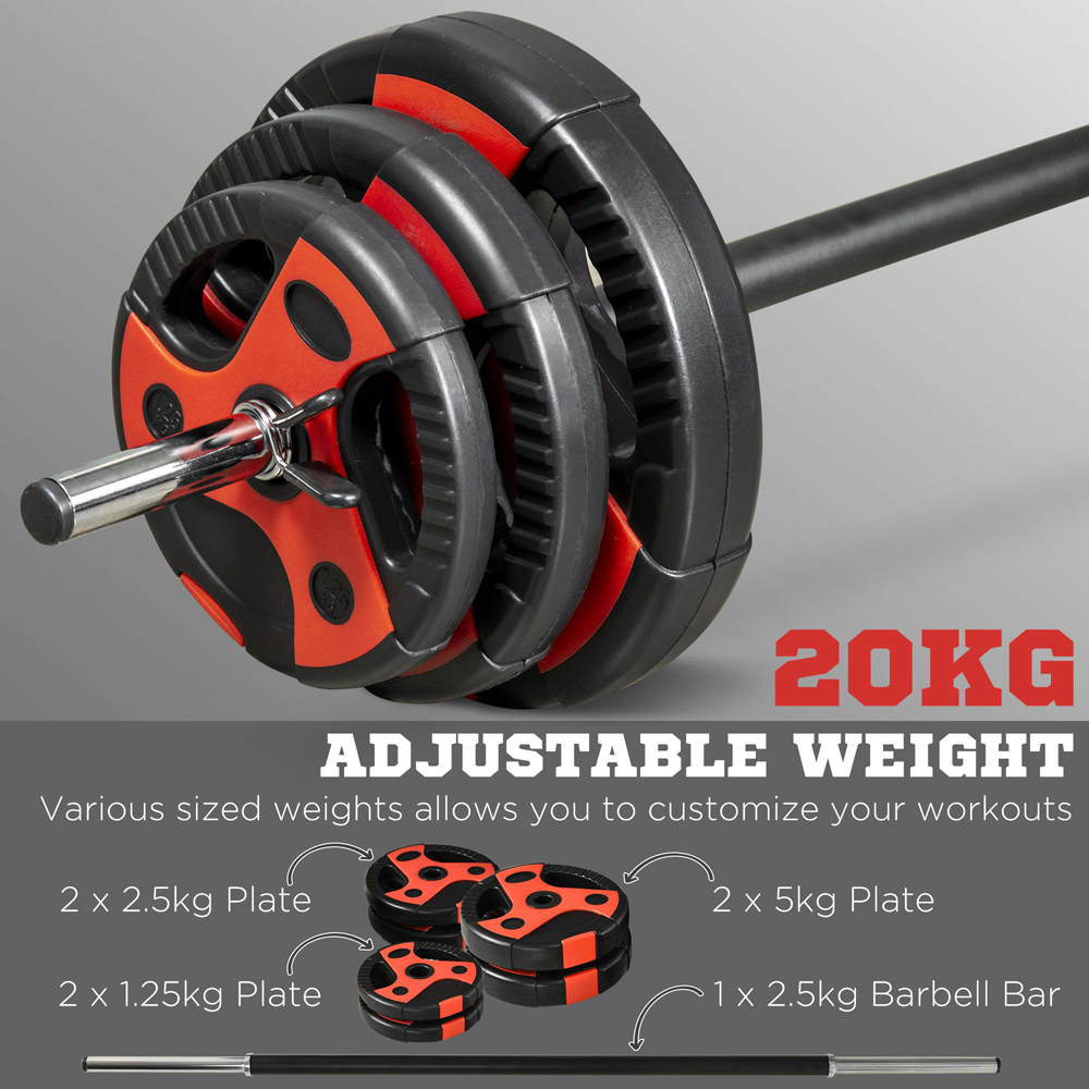 SPORTNOW Adjustable Barbell Weight Set 20kg Image 6
