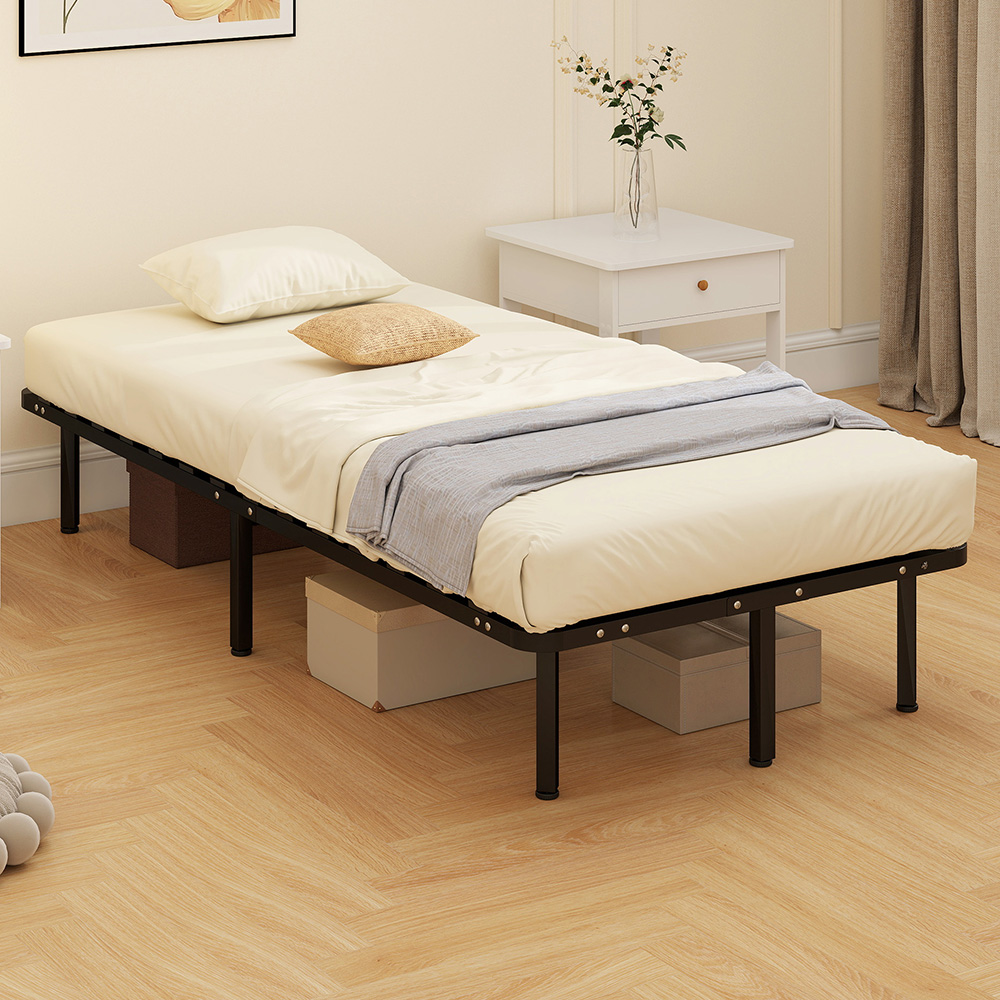 HOMCOM Single Black Metal Platform Bed Frame Image