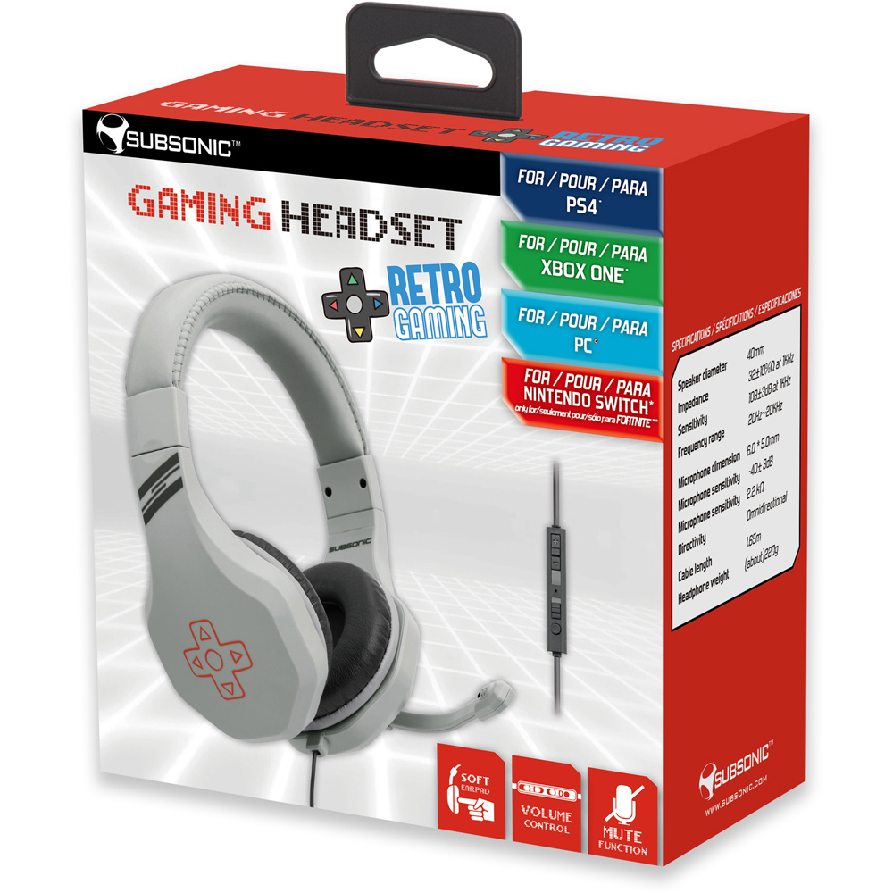 Subsonic Grey Retro Game and Chat Headset Image 2