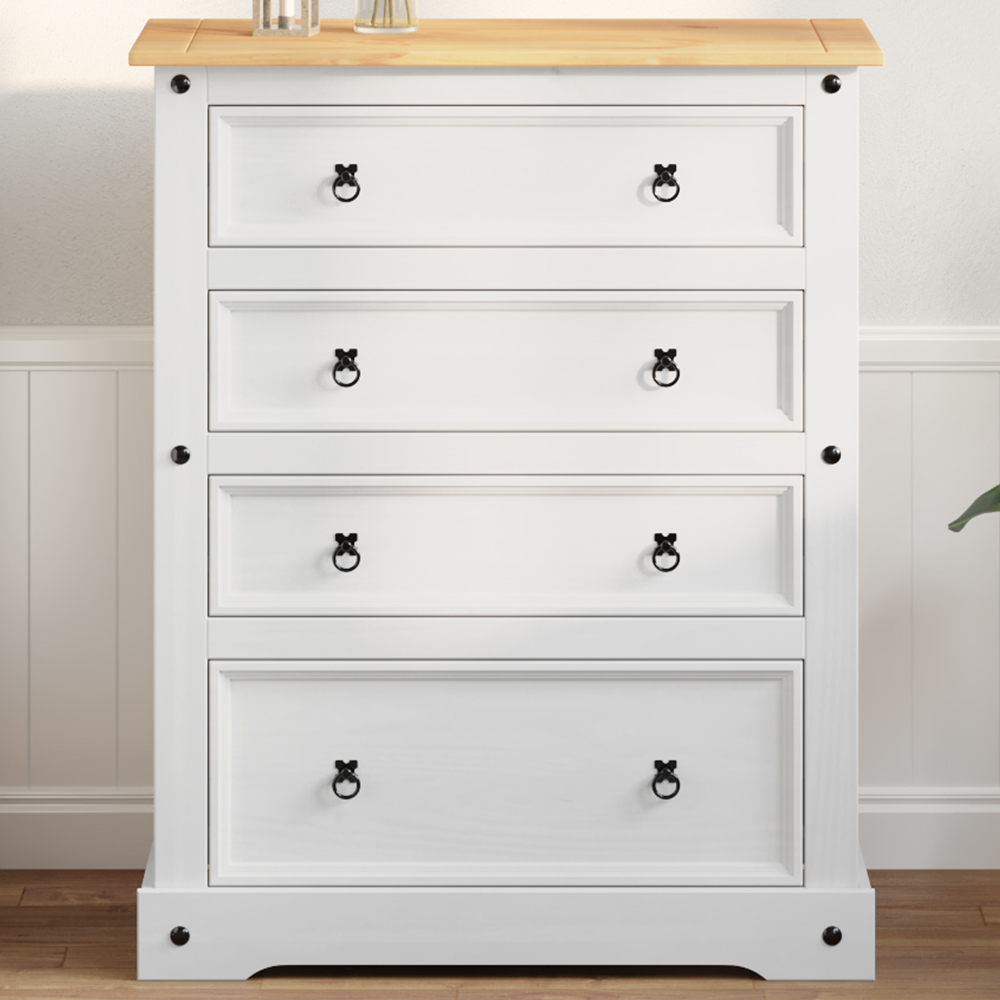 vidaXL 4 Drawer White Chest of Drawers Image 1