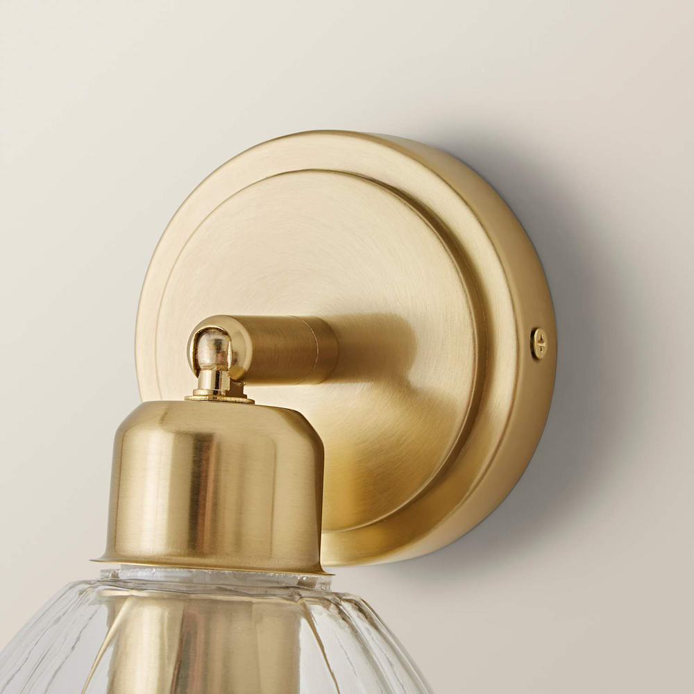 ValueLights Cheltenham Ribbed Shade Brushed Gold Adjustable Wall Spotlights with Bulbs 2 Pack Image 5
