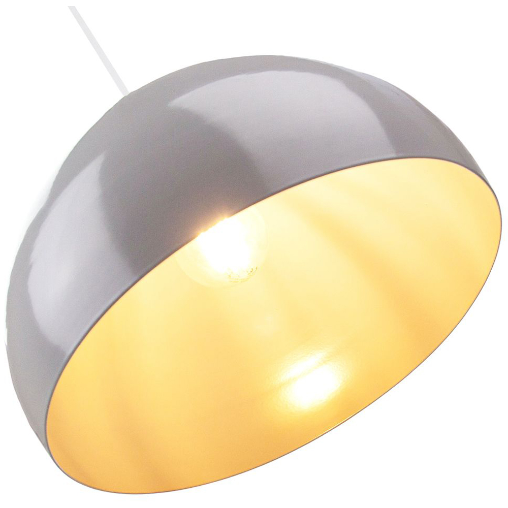 Happy Homewares Grey Gloss Metal Domed Pendant Shade Image 3