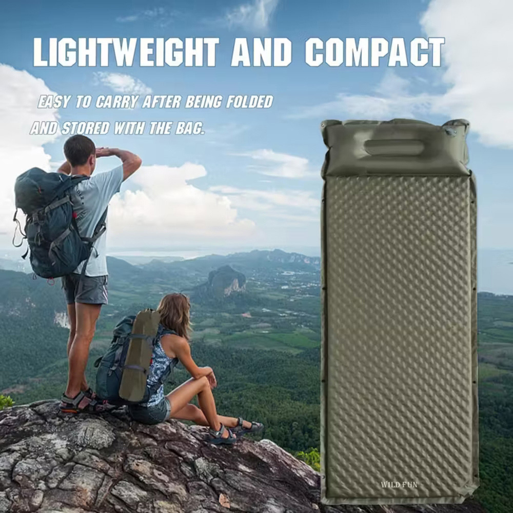 Alivio Single Olive Green Waterproof Inflatable Camping Sleeping Pad Image 2