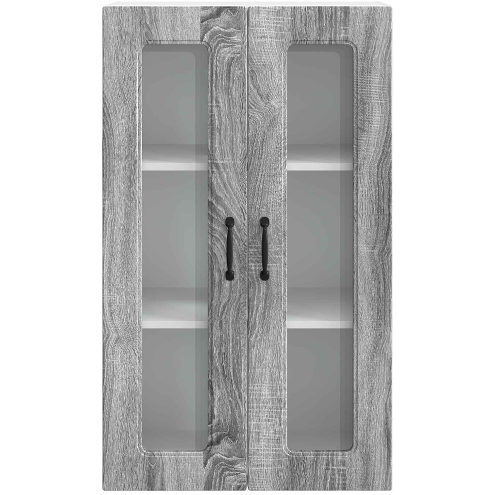 vidaXL 2 Glass Door Grey Sonoma Kitchen Wall Cabinet Image 4