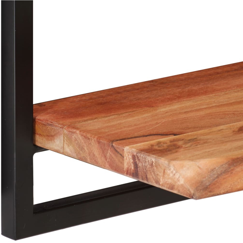 vidaXL 100 x 24 x 35cm Set of 2 Solid Wood Acacia and Steel Wall Shelf Image 7